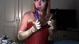 Submissive ginger Julianna Cavalli in wonder woman outfit