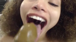 Obedient voyeur curly Cecilia with large mouth to fit a dick