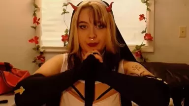 Your sinful nun Succubus Sweety is ready to taste own wetness